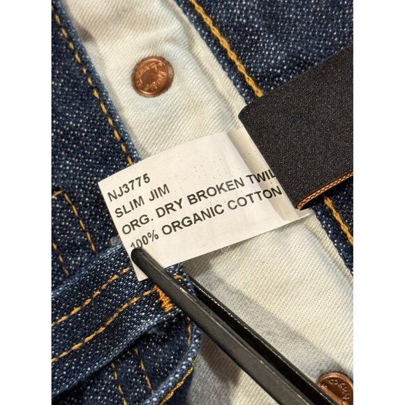 Nudie Jeans Men’s 32x29 Slim Jim Dark Organic Twill Straight Leg Blue NJ3775 - Picture 9 of 12